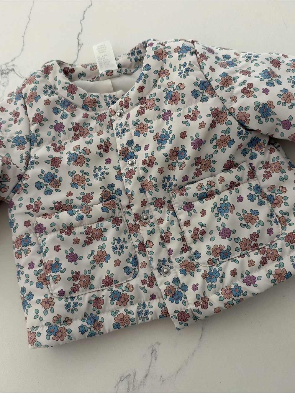 H&M child White Floral Puffer Jacket